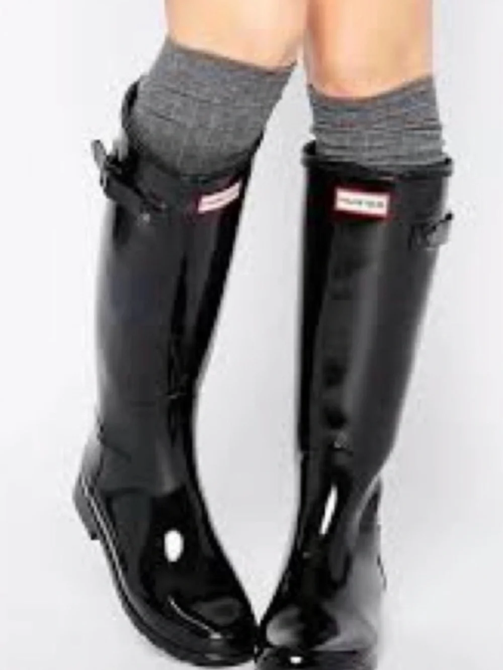 Hunter Black Tall Adjustable Calf Rain Boots Women’s Size 8 Glossy Outdoor